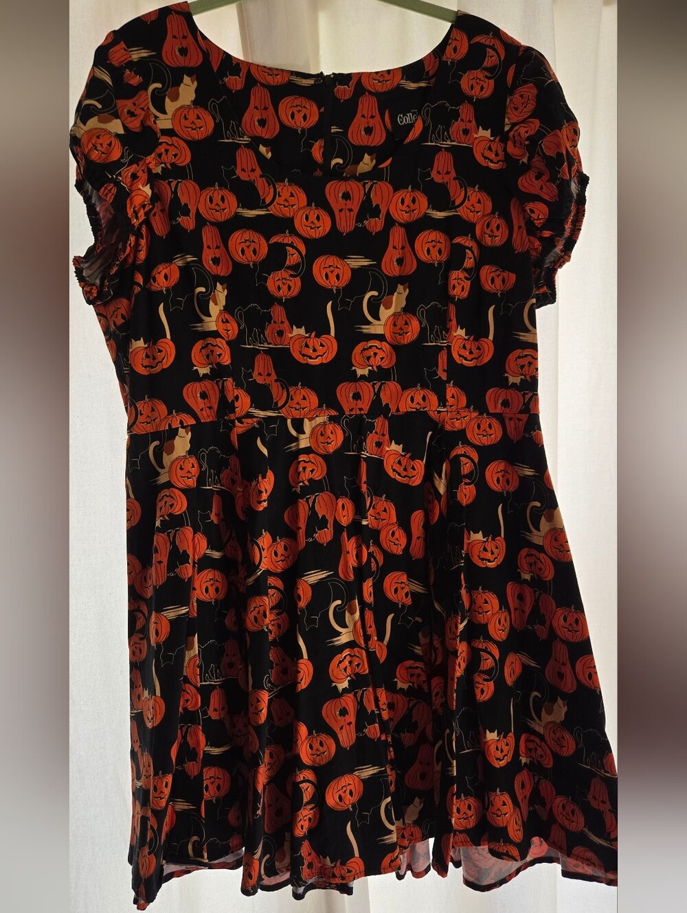 Collectif Modcloth Pumpkin Cat Halloween Mini Dress UK18 US14 EUC